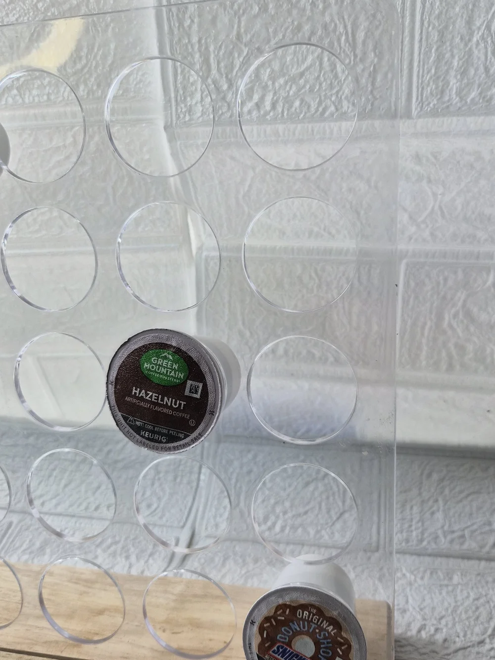 IKEA Clear Acrylic K-Cup Coffee Pod Organizer with Wood Base